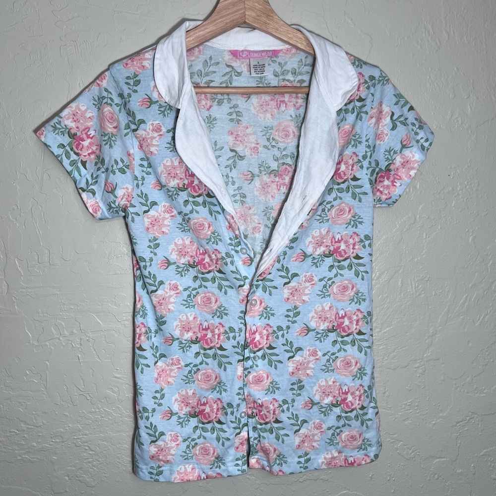 LOVE LOUNGEWEAR 100% COTTON SHORT SLEEVE SHIRT SIZE L